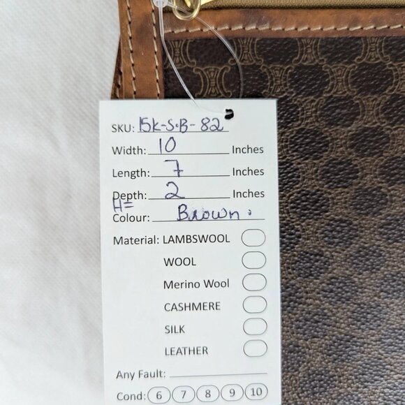 Celine Macadam Vintage Clutch Bag Brown Beige Pouch Made in Italy - Picture 13 of 13